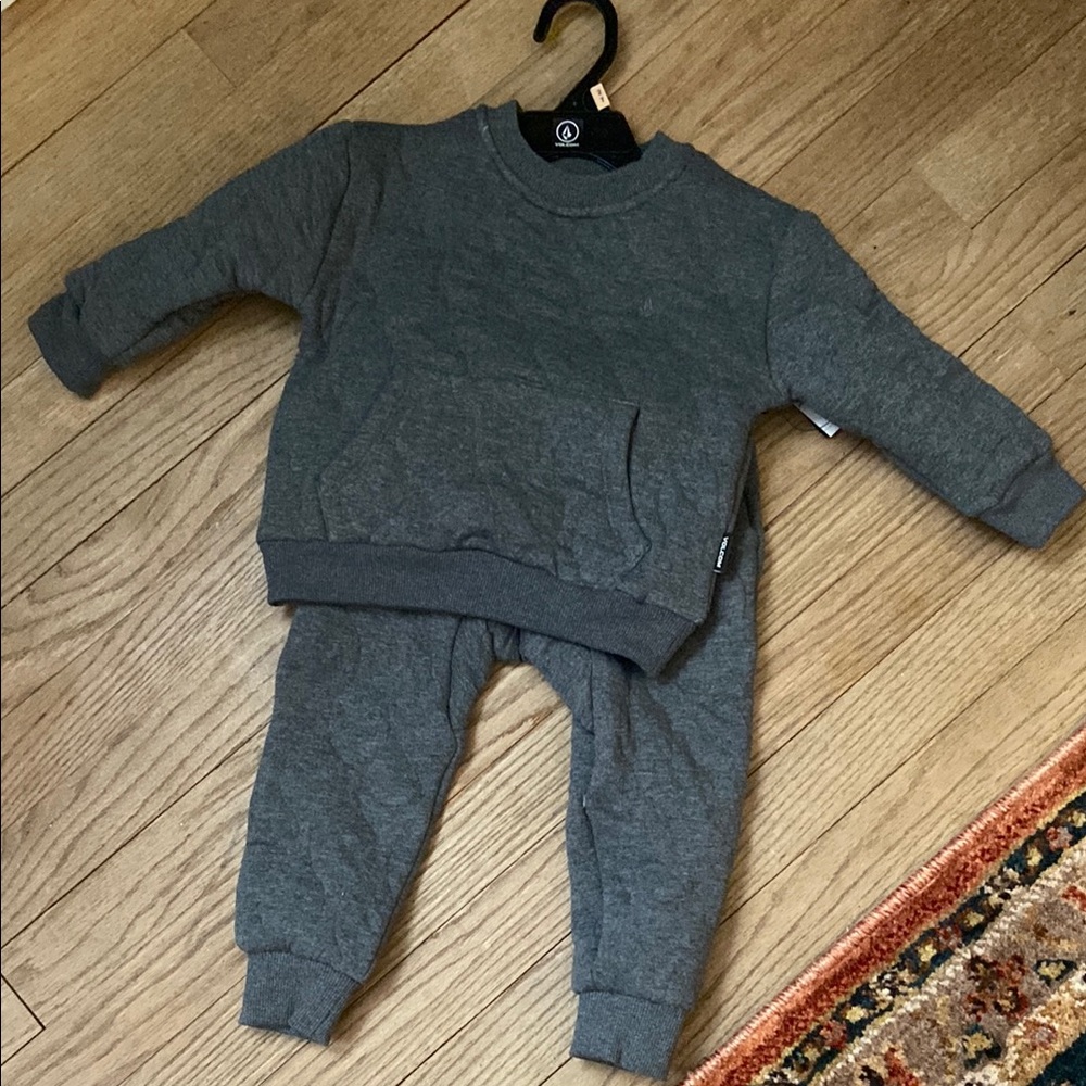 Gray Quilted Kids Sweatshirt and Jogger Set